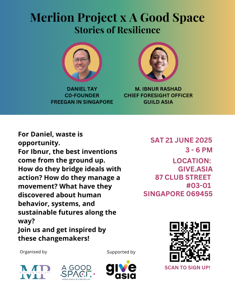 Poster for 21 June 2025 on sustainability with Daniel Tay of Freegan in Singapore and Ibnur Rashad of GUILD Asia